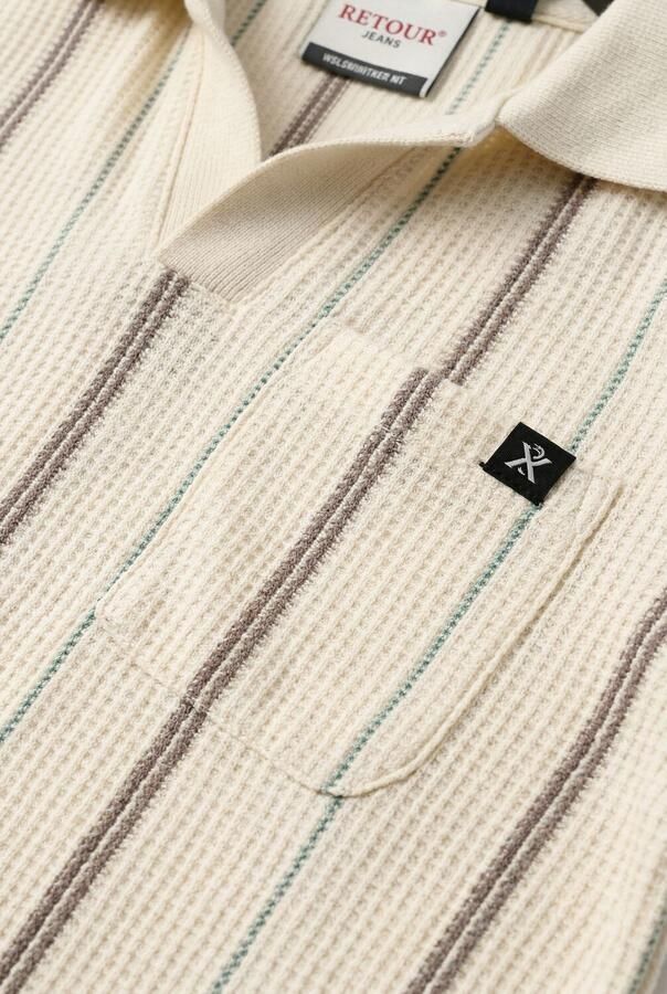 Retour Jeans gestreepte polo crème met textuur - Foto 2