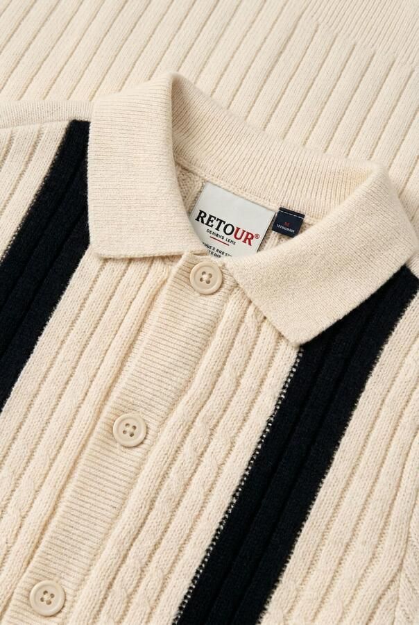 Retour Jeans casual overhemd gebreid crème