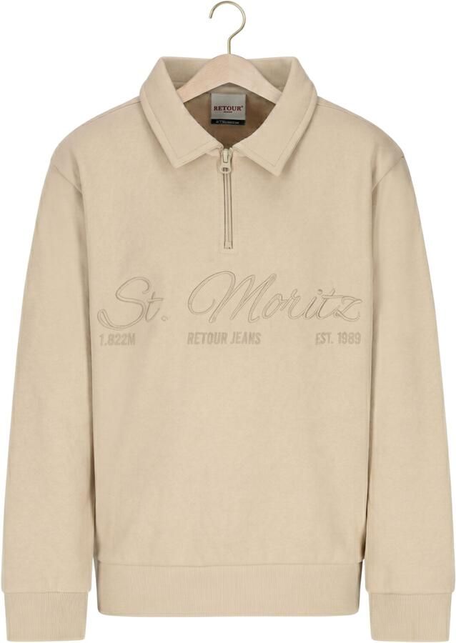 Retour Jeans sweater met borduursels en print beige