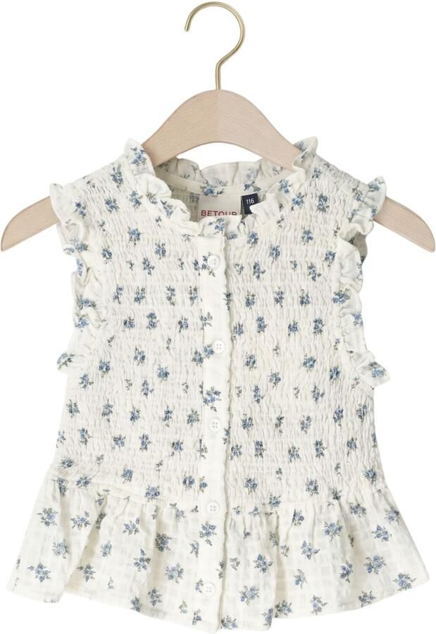 Retour Jeans gebloemde blouse wit met textuur