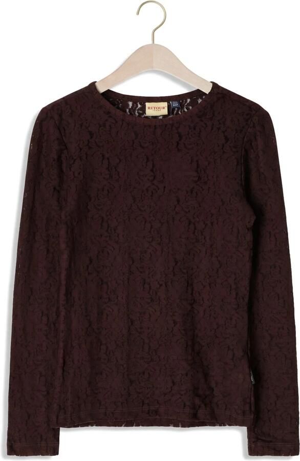Retour Jeans kanten rechtvallende gebloemde longsleeve bruin Bloemen