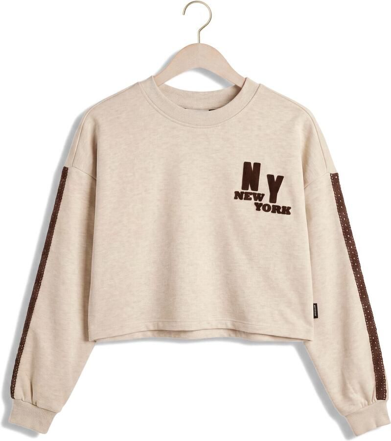 Retour Jeans boxy sweater met backprint zand