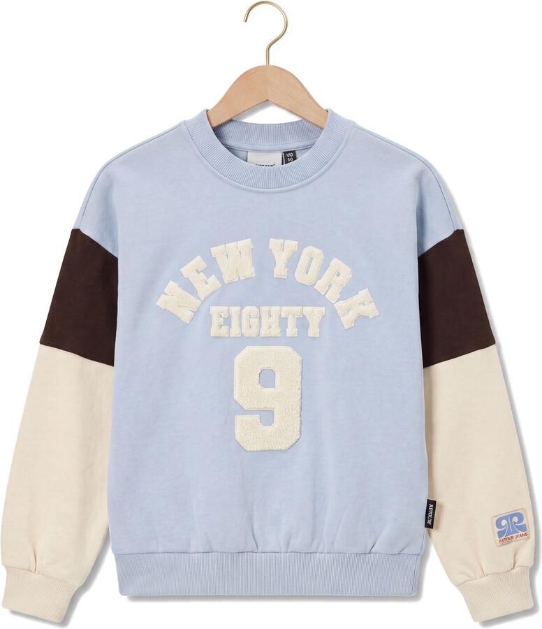 Retour Jeans oversized sweater met tekst lichtblauw
