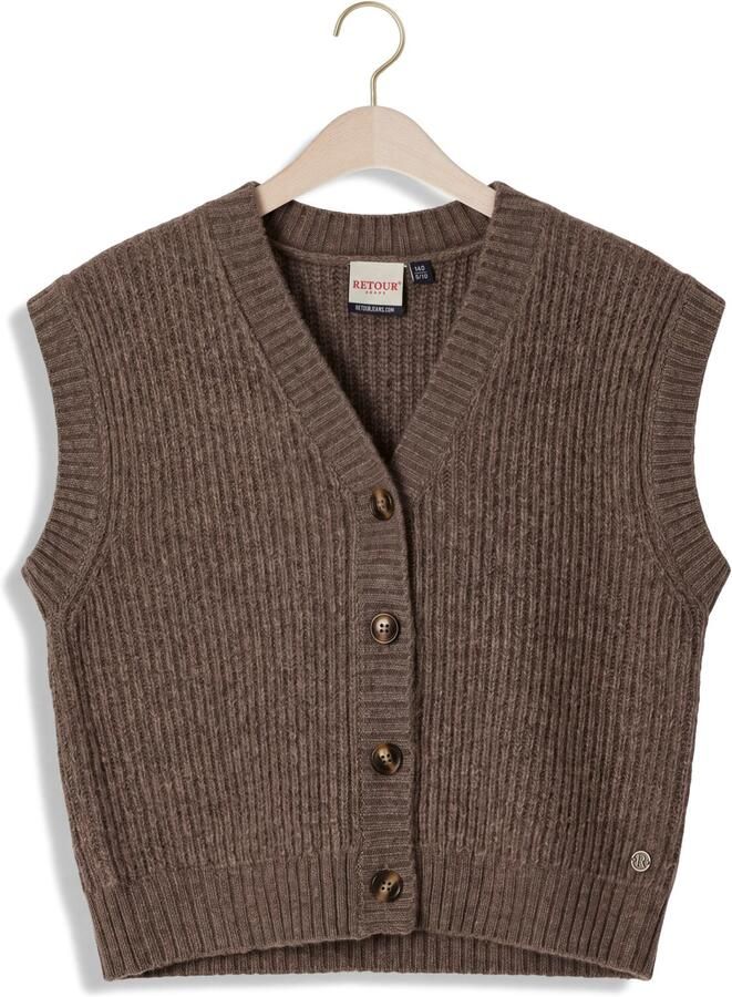 Retour Jeans rechtvallend gebreid vest bruin
