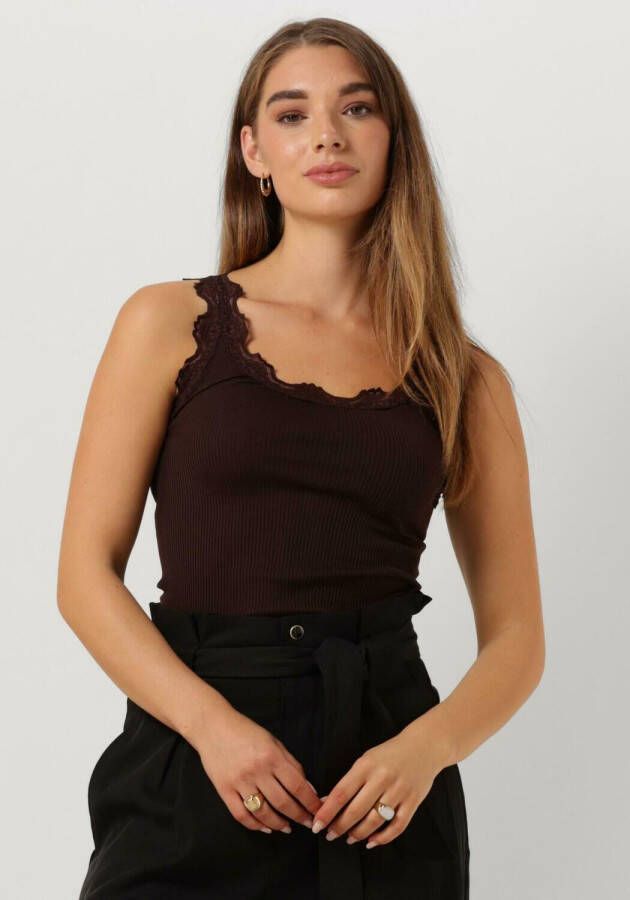 ROSEMUNDE Dames Tops & T-shirts Babette Silk Top W Lace Bruin