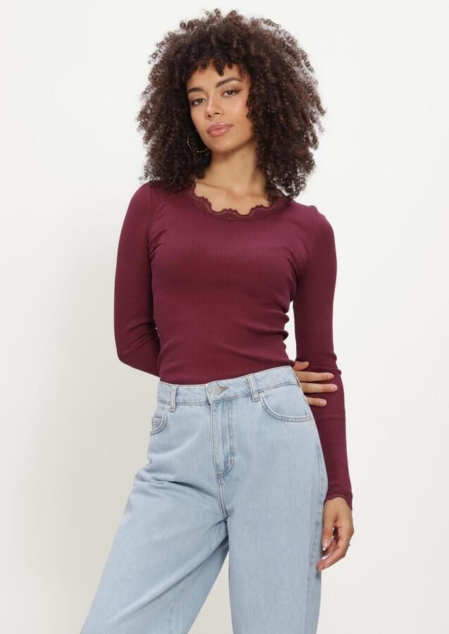 ROSEMUNDE Dames Tops & T-shirts Babette Silk Ls Lace Bordeaux