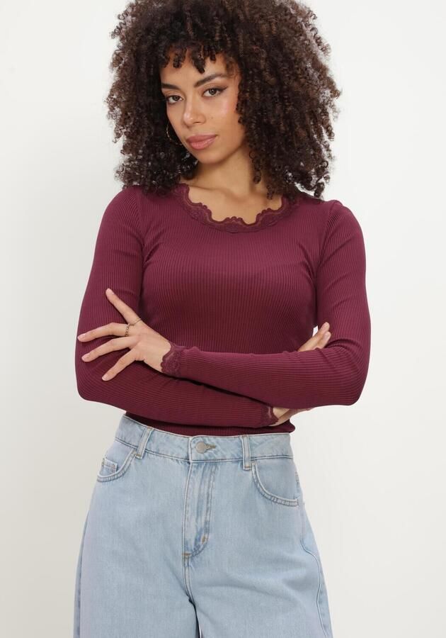 ROSEMUNDE Dames Tops & T-shirts Babette Silk Ls Lace Bordeaux - Foto 3