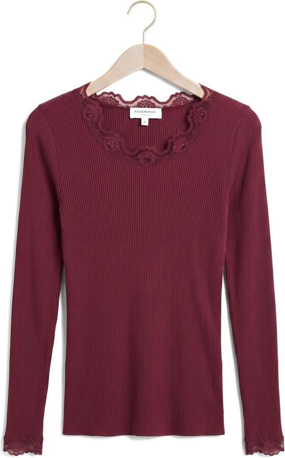 ROSEMUNDE Dames Tops & T-shirts Babette Silk Ls Lace Bordeaux - Foto 4