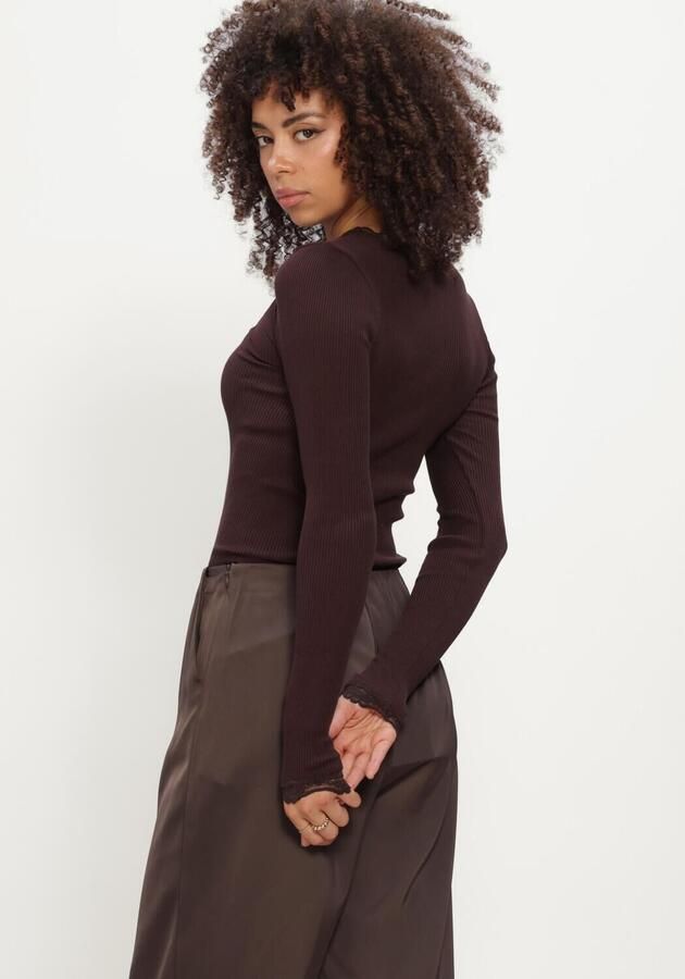 ROSEMUNDE Dames Tops & T-shirts Babette Silk Ls Lace Bruin - Foto 2
