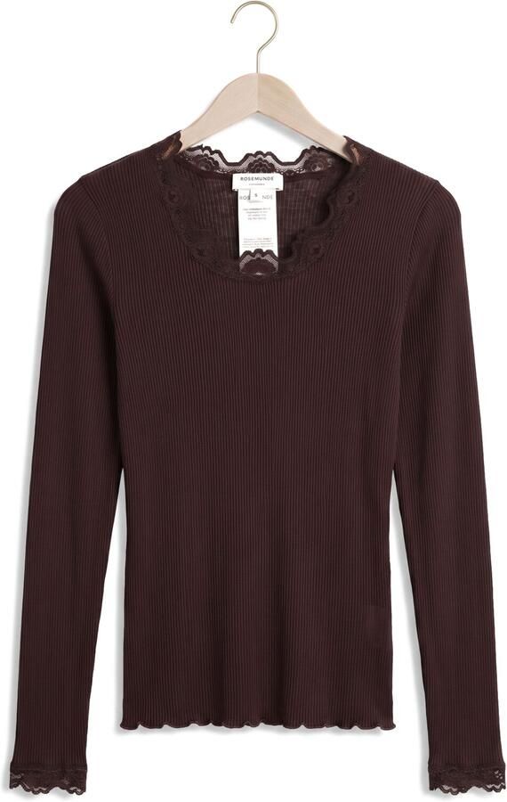ROSEMUNDE Dames Tops & T-shirts Babette Silk Ls Lace Bruin - Foto 4