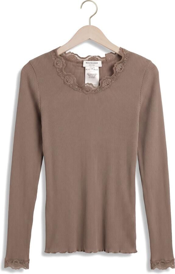 ROSEMUNDE Dames Tops & T-shirts Babette Silk Ls Lace Taupe - Foto 4