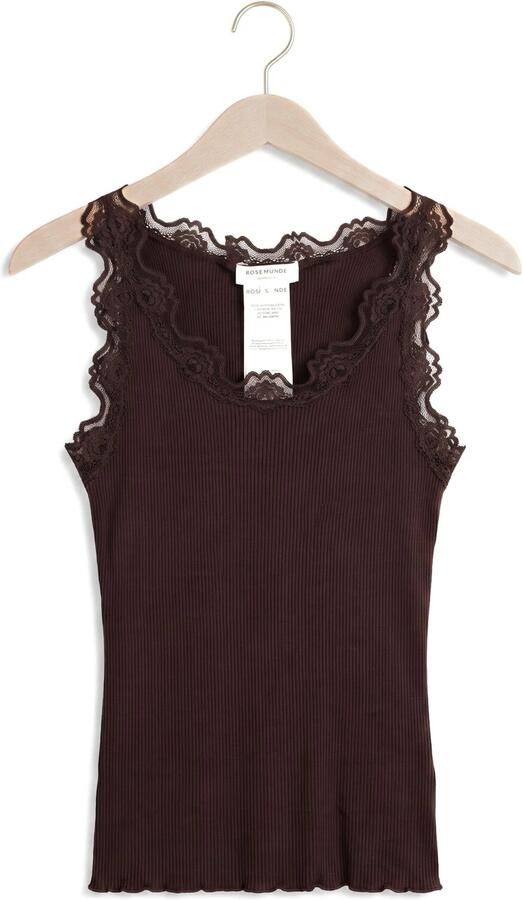ROSEMUNDE Dames Tops & T-shirts Babette Silk Sl U-neck Long Lace Bruin - Foto 4