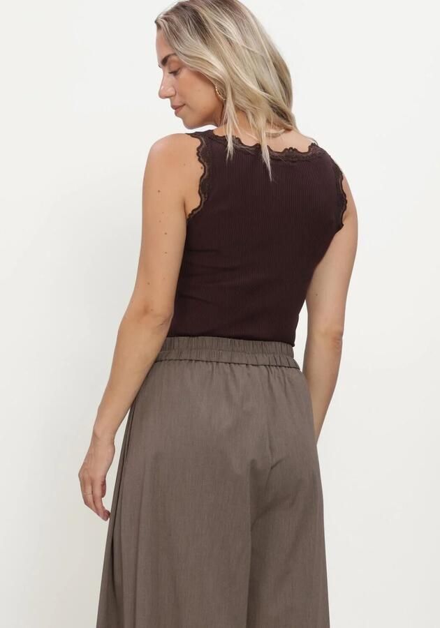 ROSEMUNDE Dames Tops & T-shirts Babette Silk Sl U-neck Long Lace Bruin - Foto 2