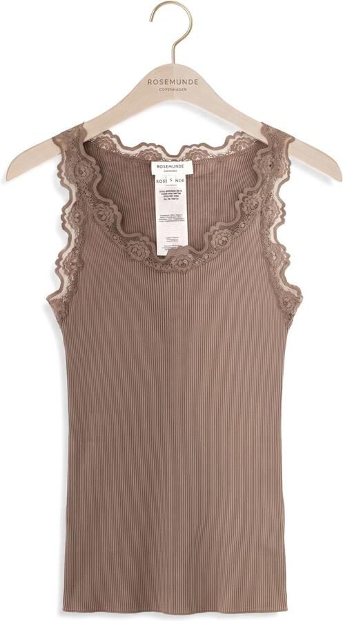 ROSEMUNDE Dames Tops & T-shirts Babette Silk Sl U-neck Long Lace Taupe - Foto 4