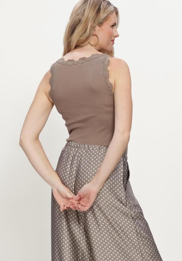 ROSEMUNDE Dames Tops & T-shirts Babette Silk Sl U-neck Long Lace Taupe - Foto 3