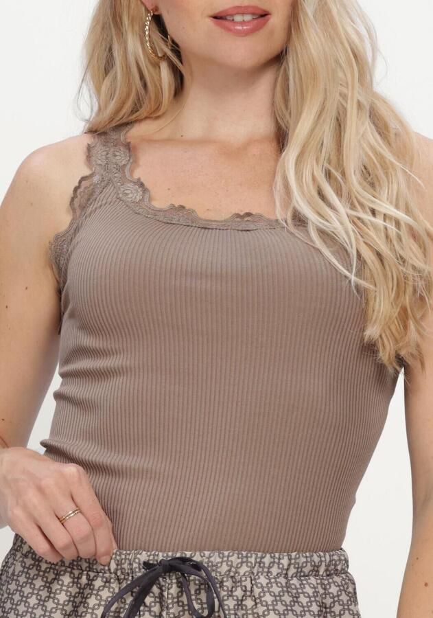ROSEMUNDE Dames Tops & T-shirts Babette Silk Sl U-neck Long Lace Taupe - Foto 2