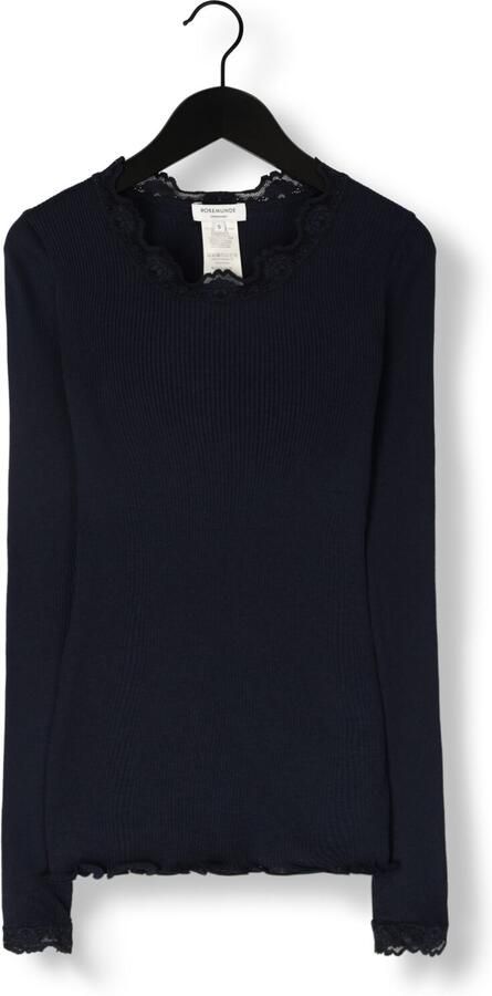 ROSEMUNDE Dames Tops & T-shirts Babette Silk T-shirt Lace Donkerblauw - Foto 3