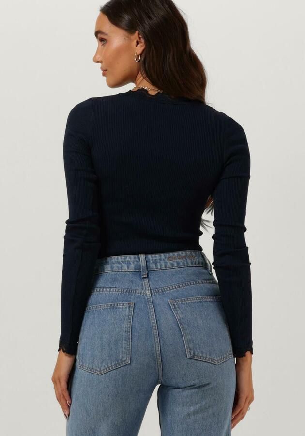 ROSEMUNDE Dames Tops & T-shirts Babette Silk T-shirt Lace Donkerblauw