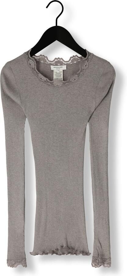 ROSEMUNDE Dames Tops & T-shirts Babette Silk T-shirt Lace Lichtgrijs - Foto 3
