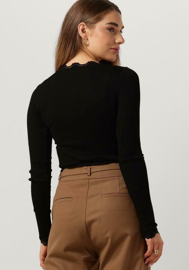 Rosemunde Longsleeve Babette silk shirt Lange mouw met kant vrouwelijk comfortabel Zijde- Katoenmix