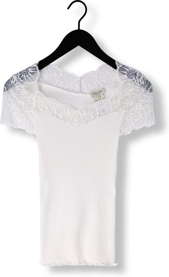 Rosemunde T-shirt elastische vintage-kanten rand korte mouw golvende zoom zijdemix - Foto 3