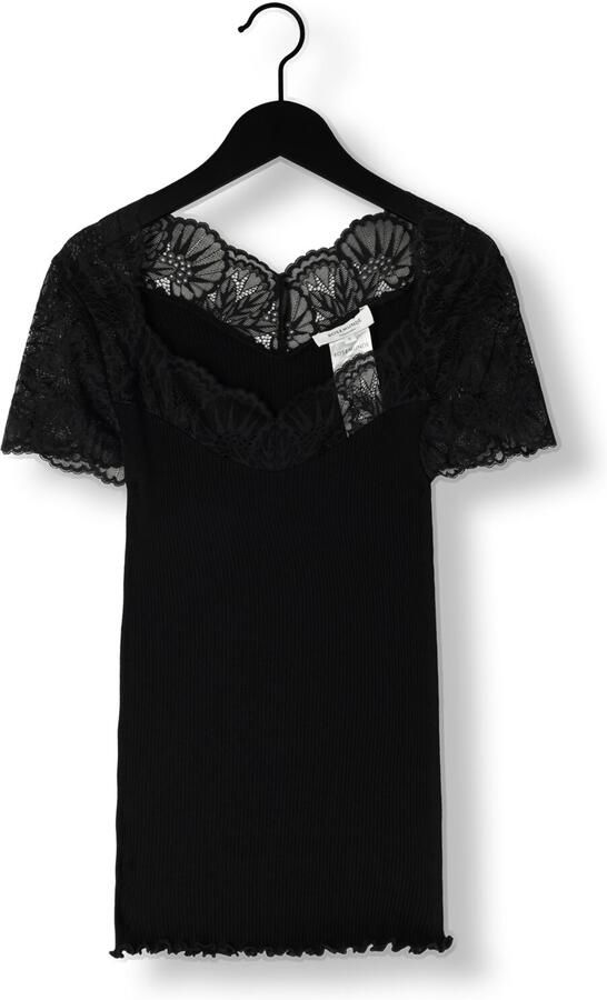 Rosemunde T-shirt elastische vintage-kanten rand korte mouw golvende zoom zijdemix - Foto 4