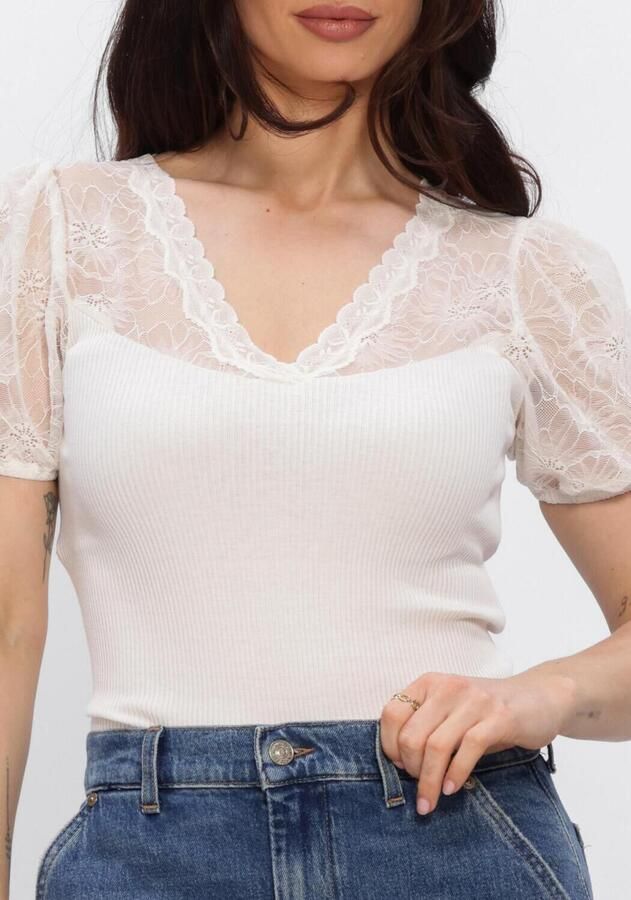 ROSEMUNDE Dames Tops & T-shirts Beatha Full Lace V-neck T-shirt Creme - Foto 2
