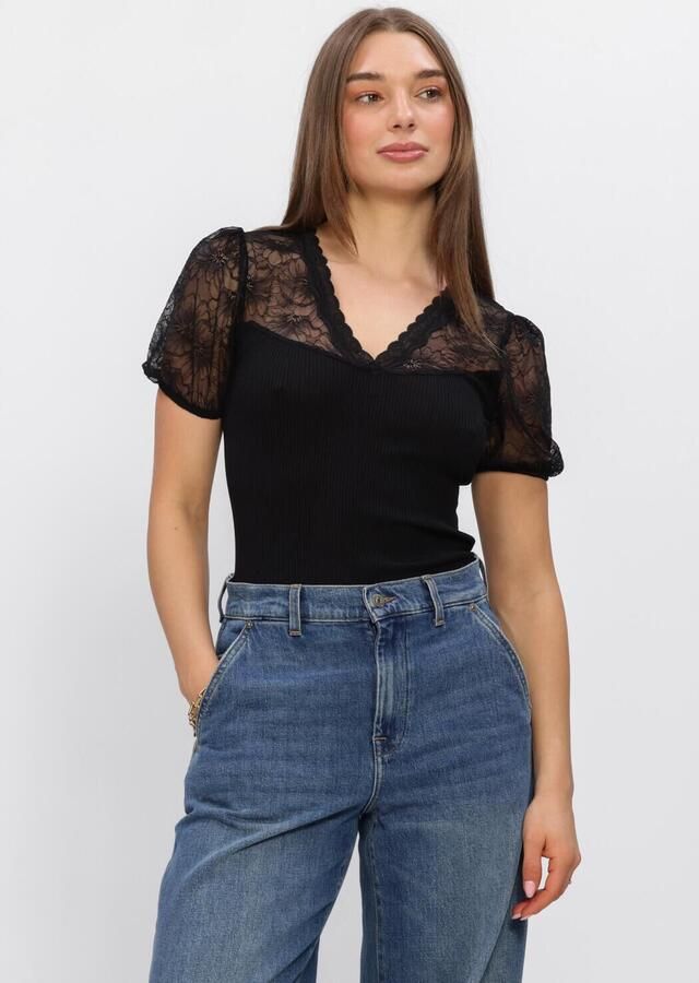 ROSEMUNDE Dames Tops & T-shirts Beatha Full Lace V-neck T-shirt Zwart