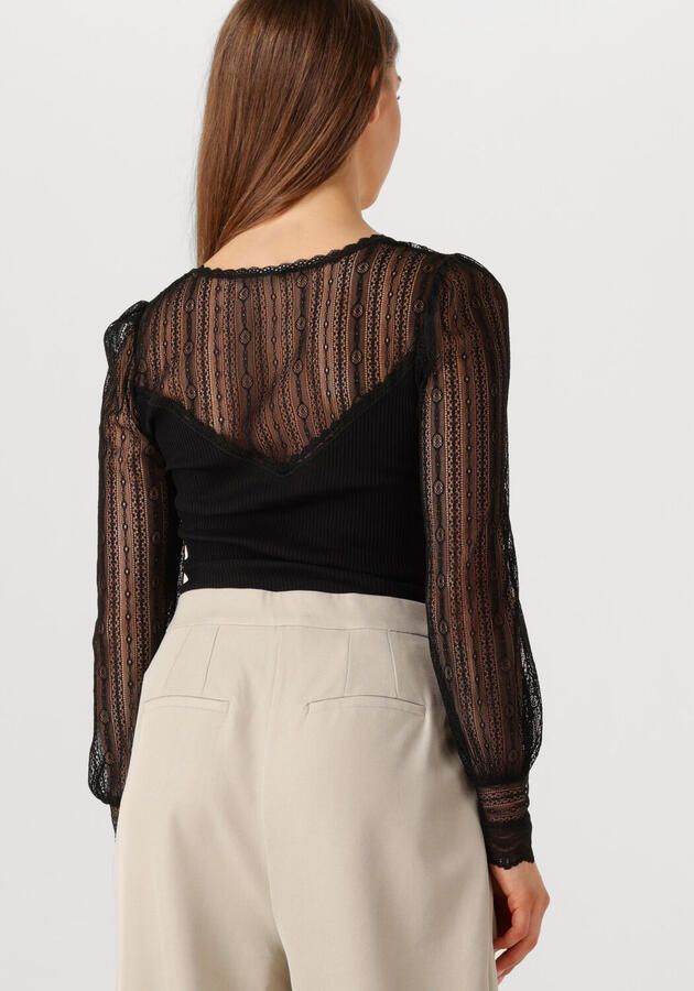 ROSEMUNDE Dames Tops & T-shirts Beatha Ls Regular V-neck Zwart