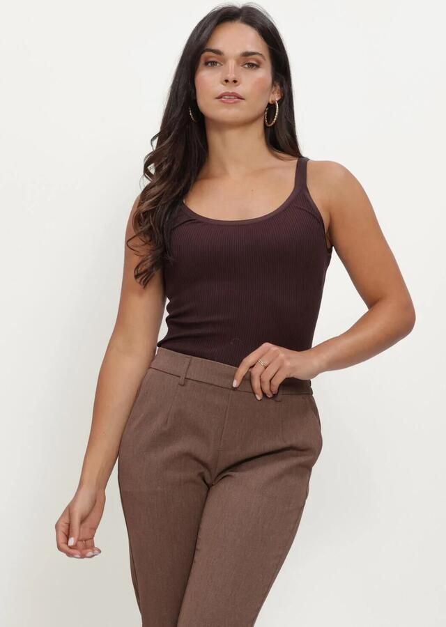 ROSEMUNDE Dames Tops & T-shirts Belle Silk U-neck Strap Elastic Bruin
