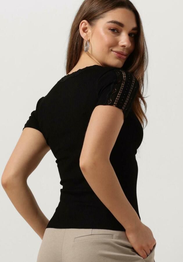 Rosemunde Dames Tops & T-shirts Benita Silk T-shirt W Lace Black Dames