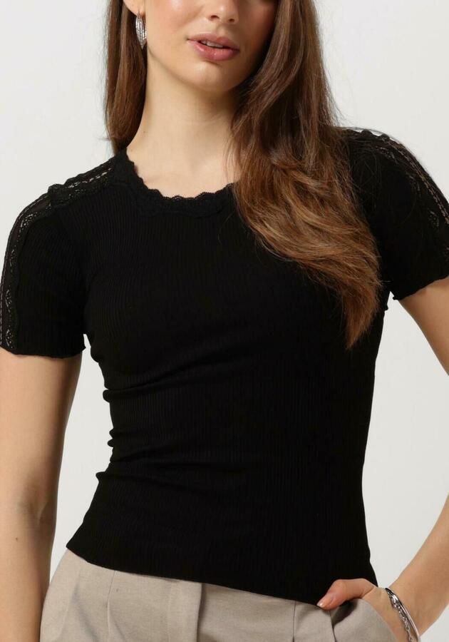 Rosemunde Dames Tops & T-shirts Benita Silk T-shirt W Lace Black Dames - Foto 2