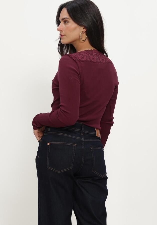 ROSEMUNDE Dames Tops & T-shirts Bernadine Organic Ls V-neck Lace Bordeaux - Foto 2