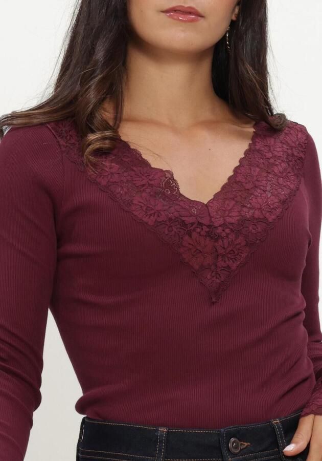ROSEMUNDE Dames Tops & T-shirts Bernadine Organic Ls V-neck Lace Bordeaux - Foto 3