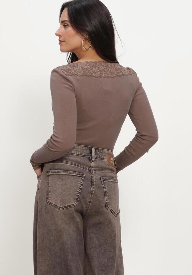 ROSEMUNDE Dames Tops & T-shirts Bernadine Organic Ls V-neck Lace Taupe - Foto 2