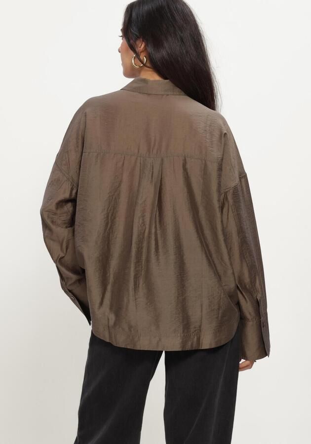 ROUGE EDIT Dames Blouses Roualinina Mae L s Oversized Shirt Taupe - Foto 3