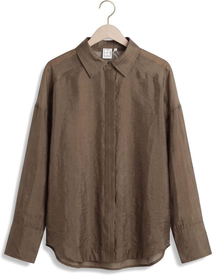 ROUGE EDIT Dames Blouses Roualinina Mae L s Oversized Shirt Taupe - Foto 2