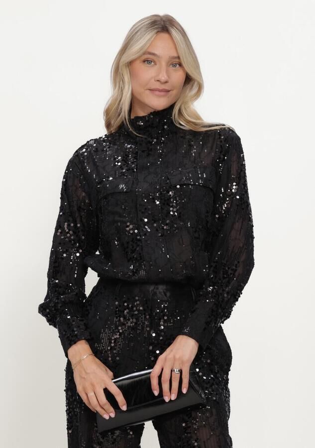 ROUGE EDIT Dames Blouses Roumary L s High Neck Shirt ev Zwart