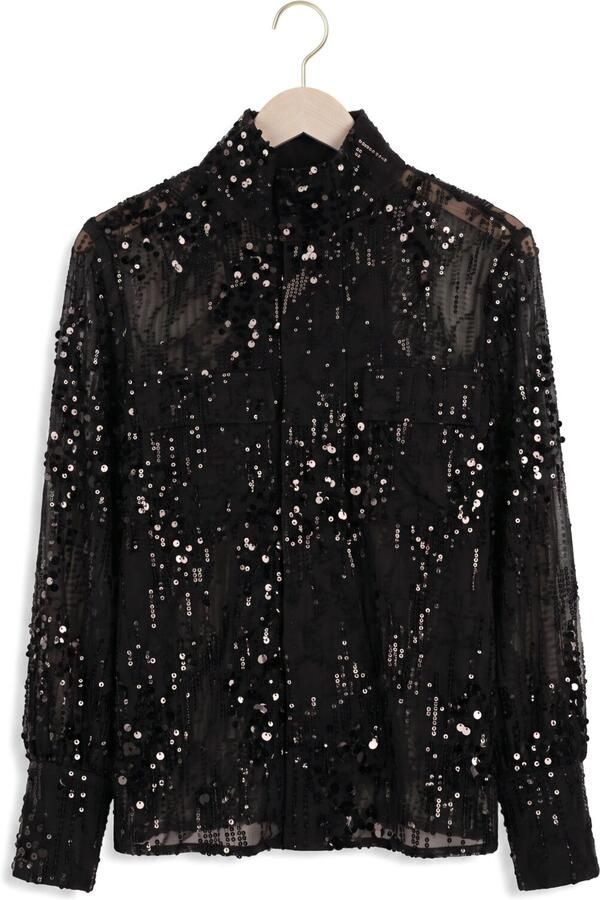 ROUGE EDIT Dames Blouses Roumary L s High Neck Shirt ev Zwart - Foto 4