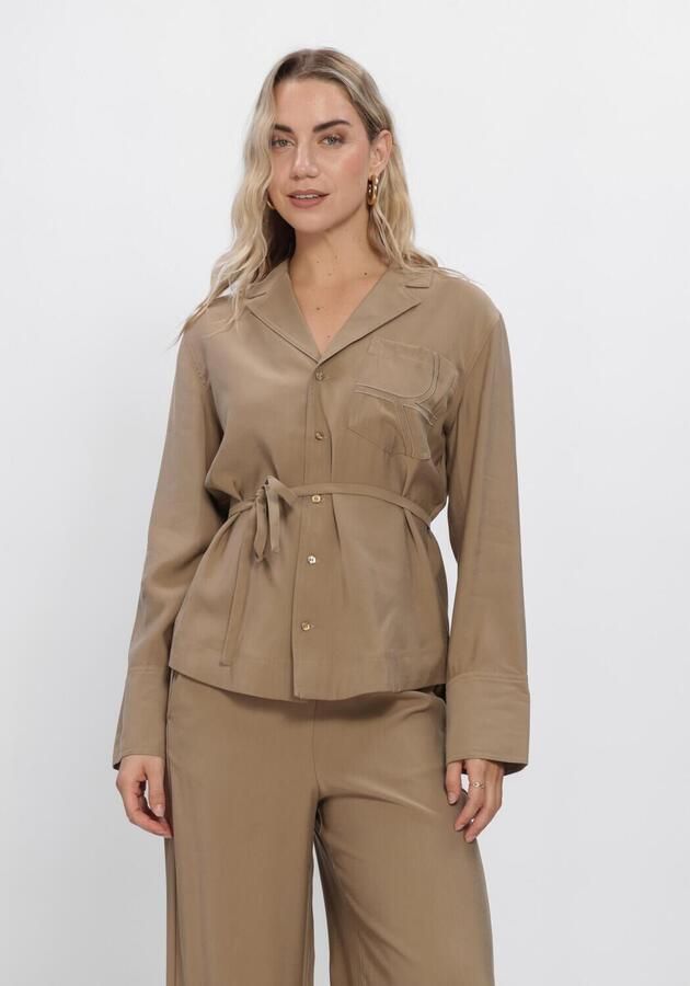 ROUGE EDIT Dames Blouses Roumelia L s Oversized Shirt Camel