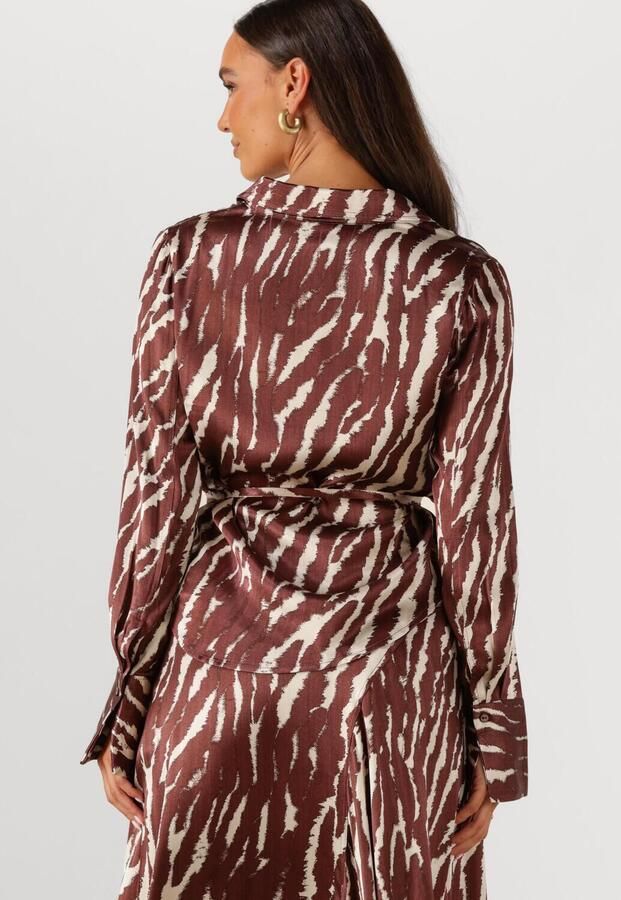 ROUGE EDIT Dames Blouses Roushiana Ls Printed Resort Collar Shirt Bruin - Foto 2