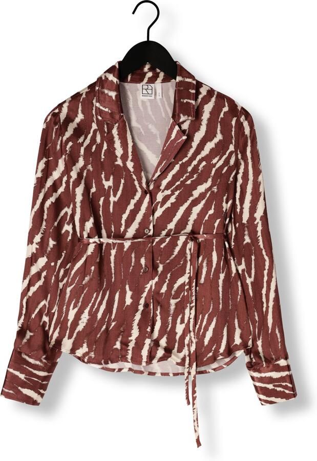 ROUGE EDIT Dames Blouses Roushiana Ls Printed Resort Collar Shirt Bruin - Foto 4