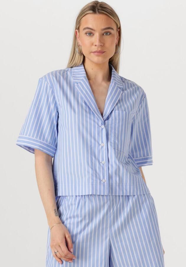 ROUGE EDIT Dames Blouses Roushona 2 4 Resort Collar Shirt Lichtblauw - Foto 4