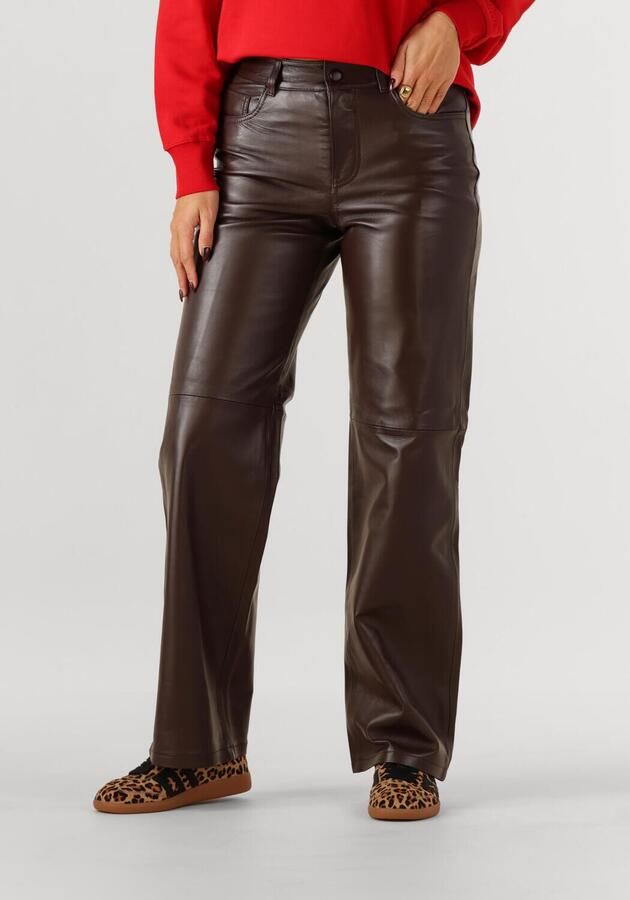 ROUGE EDIT Dames Broeken Roucamden Rw S f Leather Trousers Bruin - Foto 4