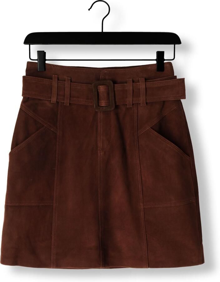 ROUGE EDIT Dames Rokken Rouerna Hw Short Suede Skirt Bruin