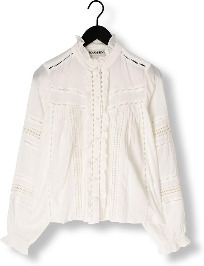 ROUGE EDIT Dames Tops & T-shirts Roualba Ls China Collar Shirt Wit
