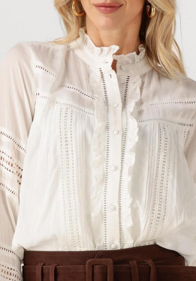 ROUGE EDIT Dames Tops & T-shirts Roualba Ls China Collar Shirt Wit - Foto 3