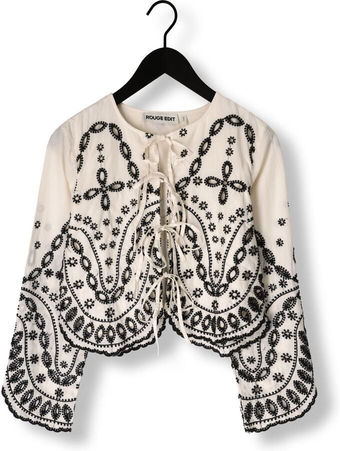 ROUGE EDIT Dames Tops & T-shirts Roubrodie Ls O-neck Top Ecru