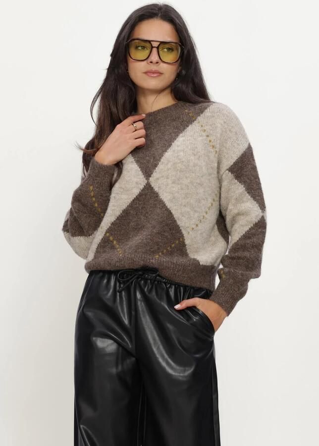 ROUGE EDIT Dames Truien & Vesten Rouargyle L s O-neck Knit Bruin
