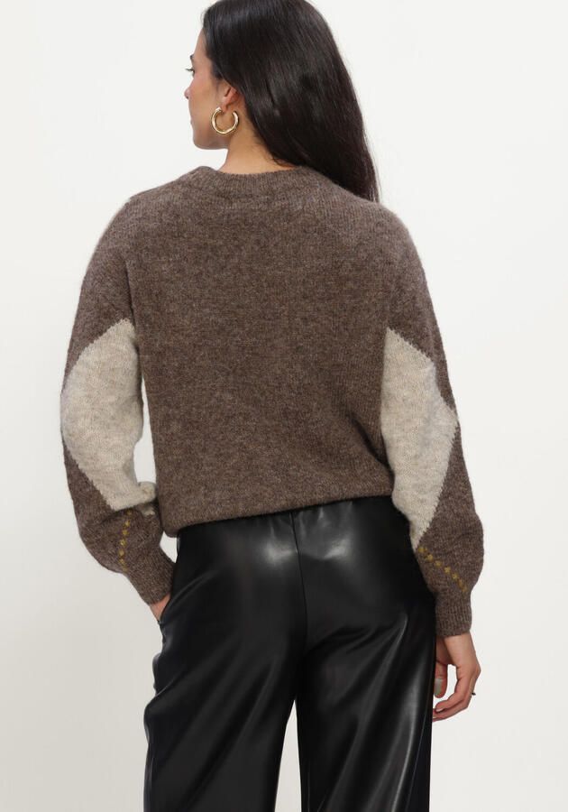 ROUGE EDIT Dames Truien & Vesten Rouargyle L s O-neck Knit Bruin - Foto 3
